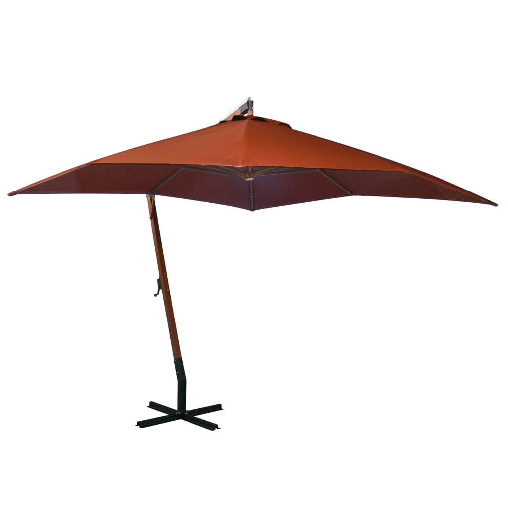 Vidaxl Floating parasol with pole 3x3 m solid pine -wood terracotta bright