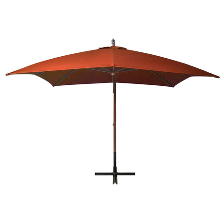 Vidaxl Floating parasol with pole 3x3 m solid pine -wood terracotta bright