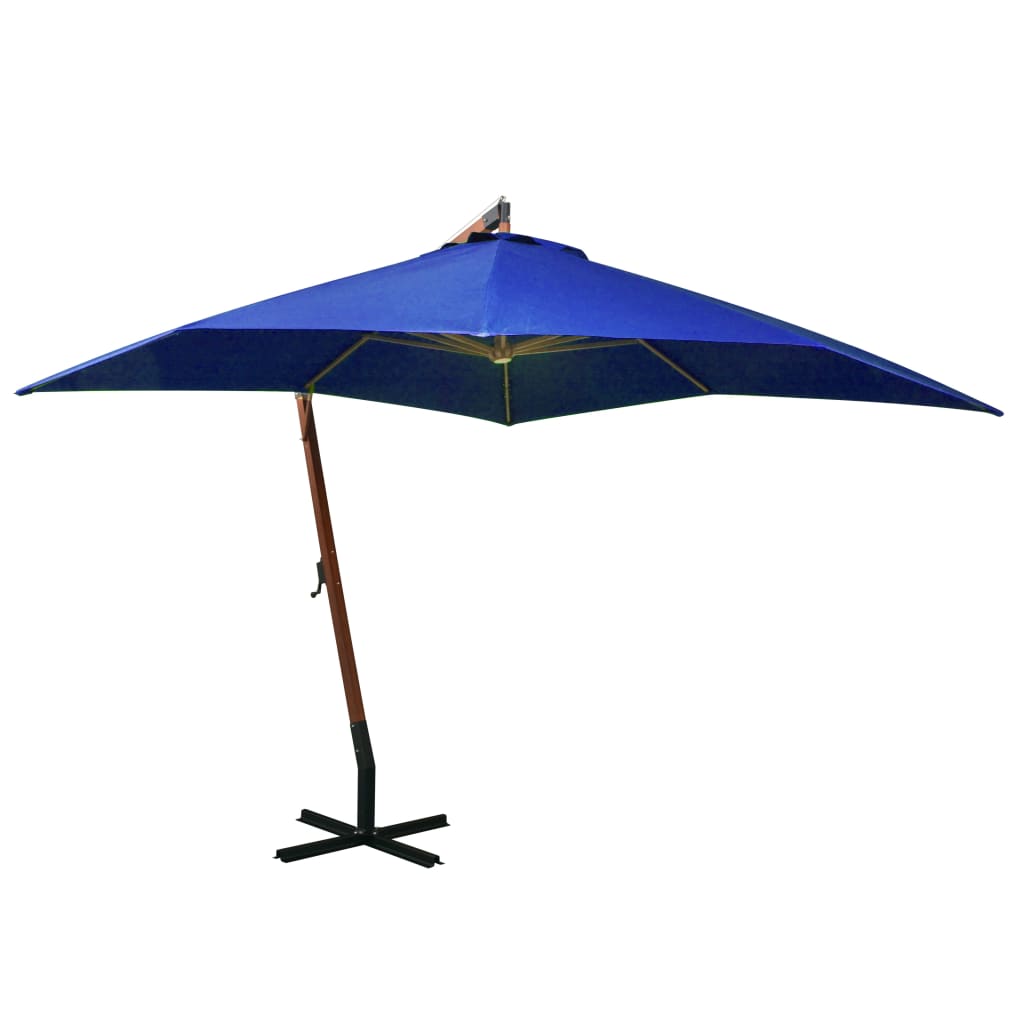 Vidaxl Parasol flottant avec pôle 3x3 m Pine solide - bois azur bleu