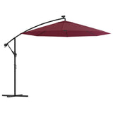Vidaxl zweefparasol met led en stalen paal wijnrood