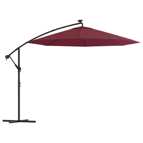 Vidaxl zweefparasol met led en stalen paal wijnrood
