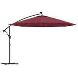 Vidaxl flytende parasol med LED -belysning 350 cm Bordeaux rød