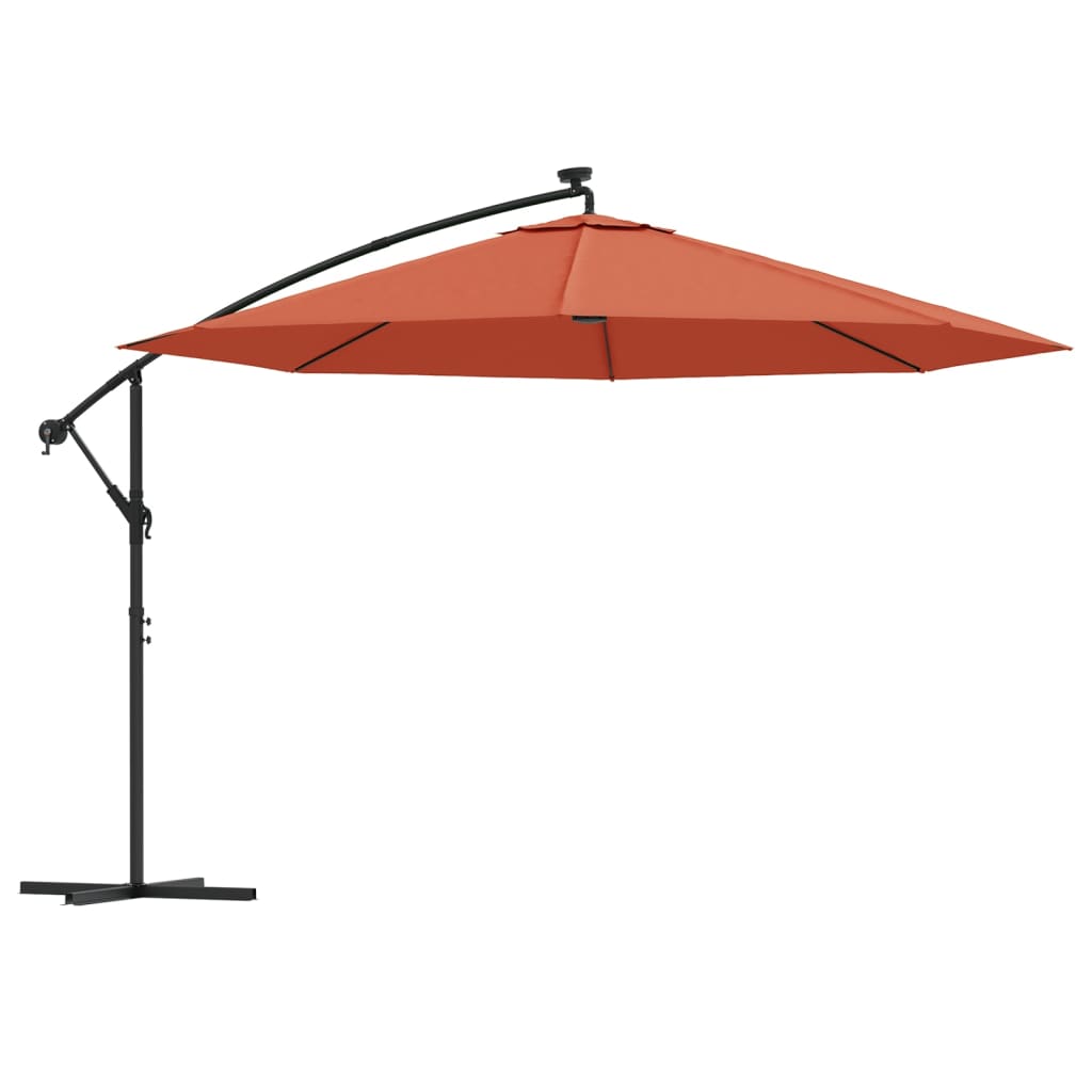 Vidaxl flytende parasol med LED-belysning 350 cm terrakottafarget