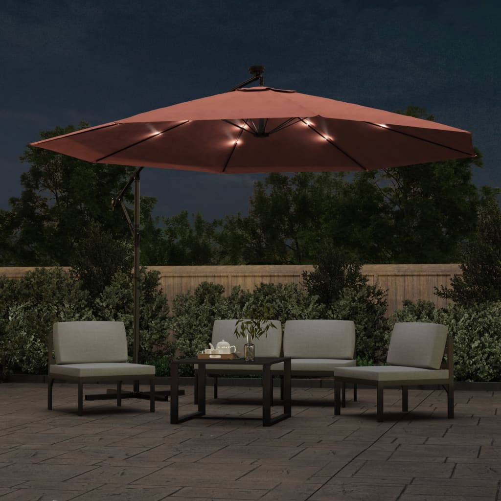 Vidaxl flytende parasol med LED-belysning 350 cm terrakottafarget