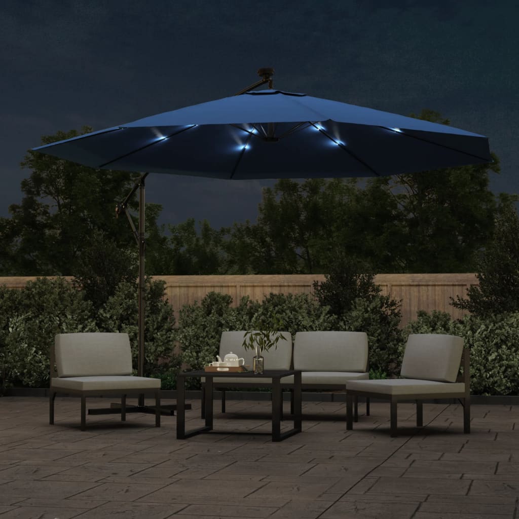 Vidaxl Parasol flottant avec un éclairage LED 350 cm bleu azure