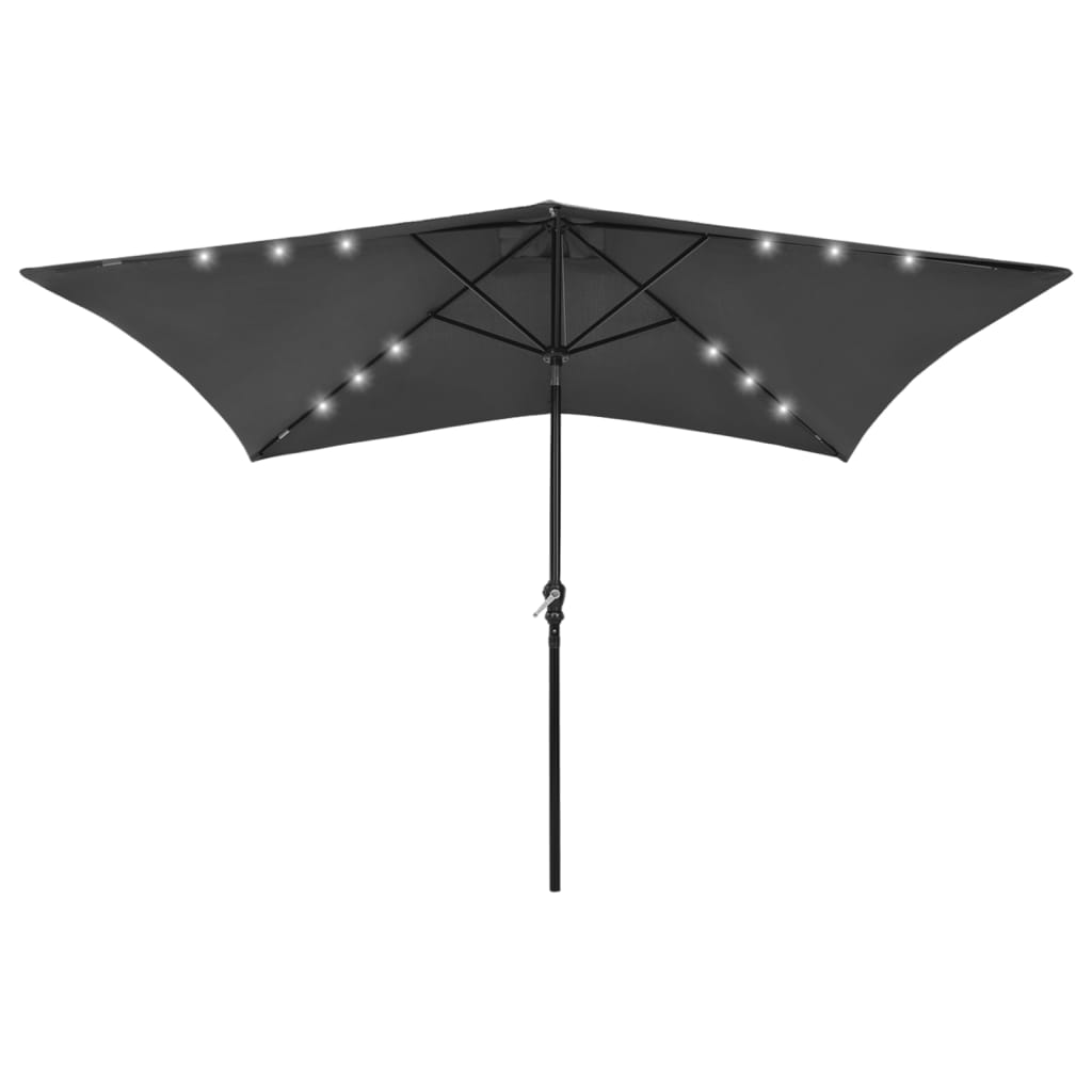 Parasol vidaxl avec LED et poteau en acier 2x3 m anthracite -colored