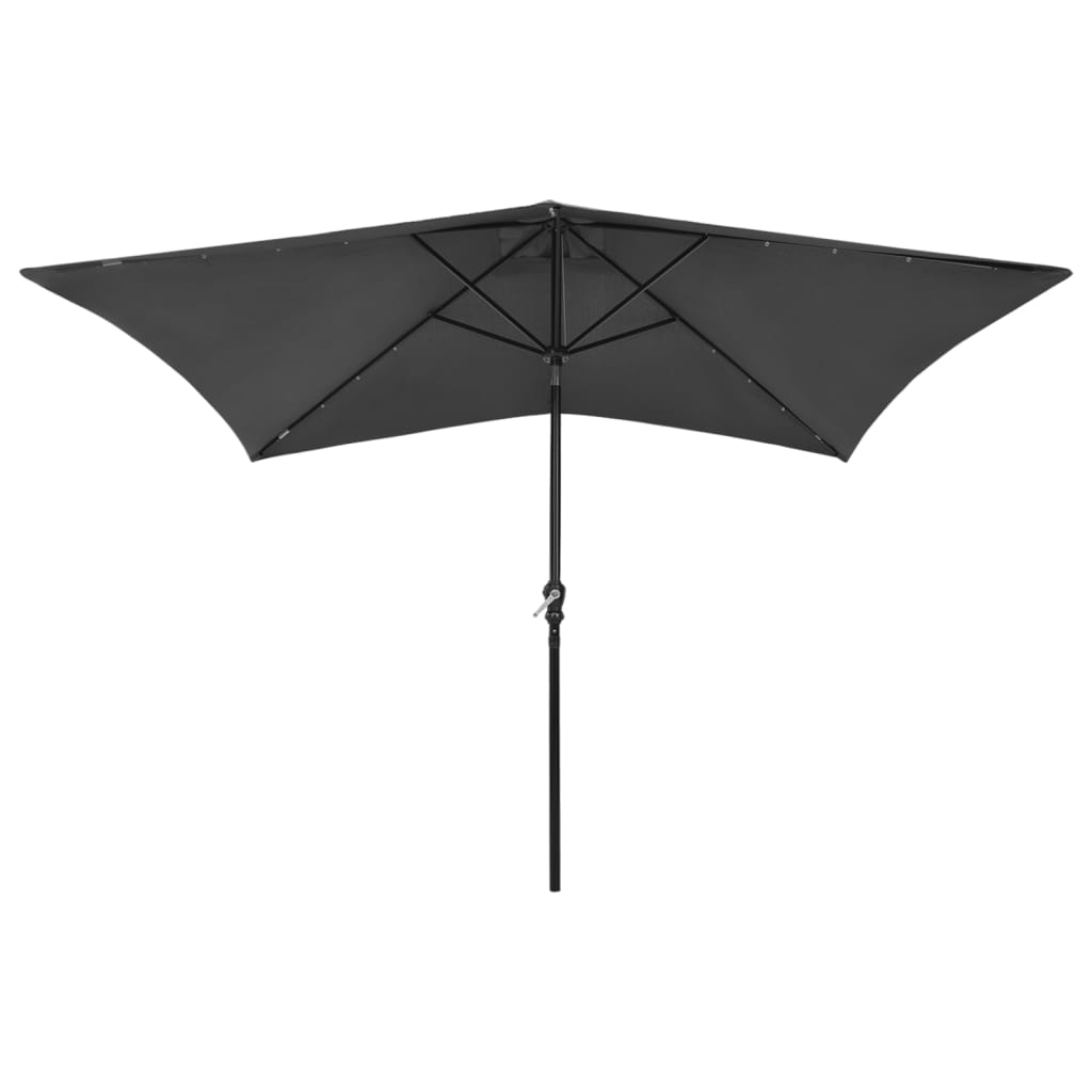 Parasol vidaxl avec LED et poteau en acier 2x3 m anthracite -colored