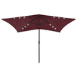 Vidaxl parasol met led's en stalen paal 2x3 m bordeauxrood