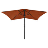 Parasol Vidaxl con LED y poste de acero 2x3 m Terracotta