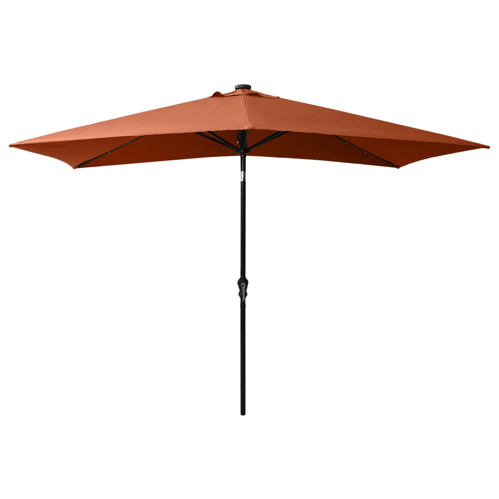 Parasol Vidaxl con LED y poste de acero 2x3 m Terracotta