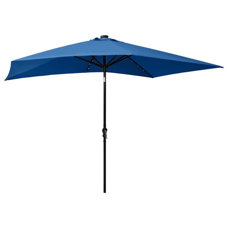 Vidaxl parasol met led's en stalen paal 2x3 m azuurblauw