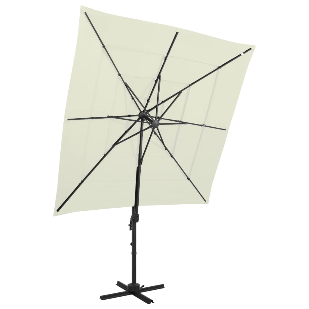 Vidaxl Parasol 4-lags med aluminiumstang 250x250 cm sandfarget