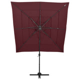 Vidaxl Parasol 4-vrstva s hliníkovým pólem 250x250 cm Burgundská červená