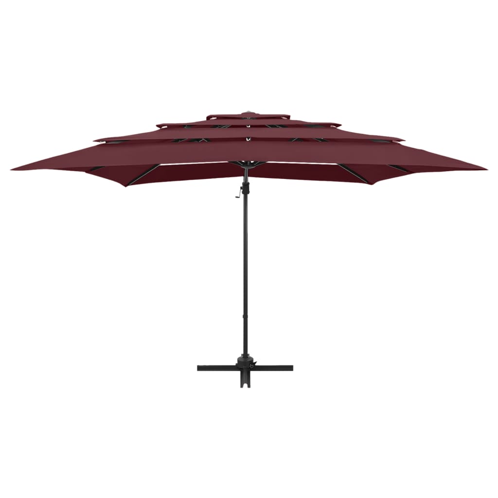 Vidaxl Parasol 4-vrstva s hliníkovým pólem 250x250 cm Burgundská červená