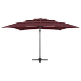 Vidaxl Parasol 4-vrstva s hliníkovým pólem 250x250 cm Burgundská červená