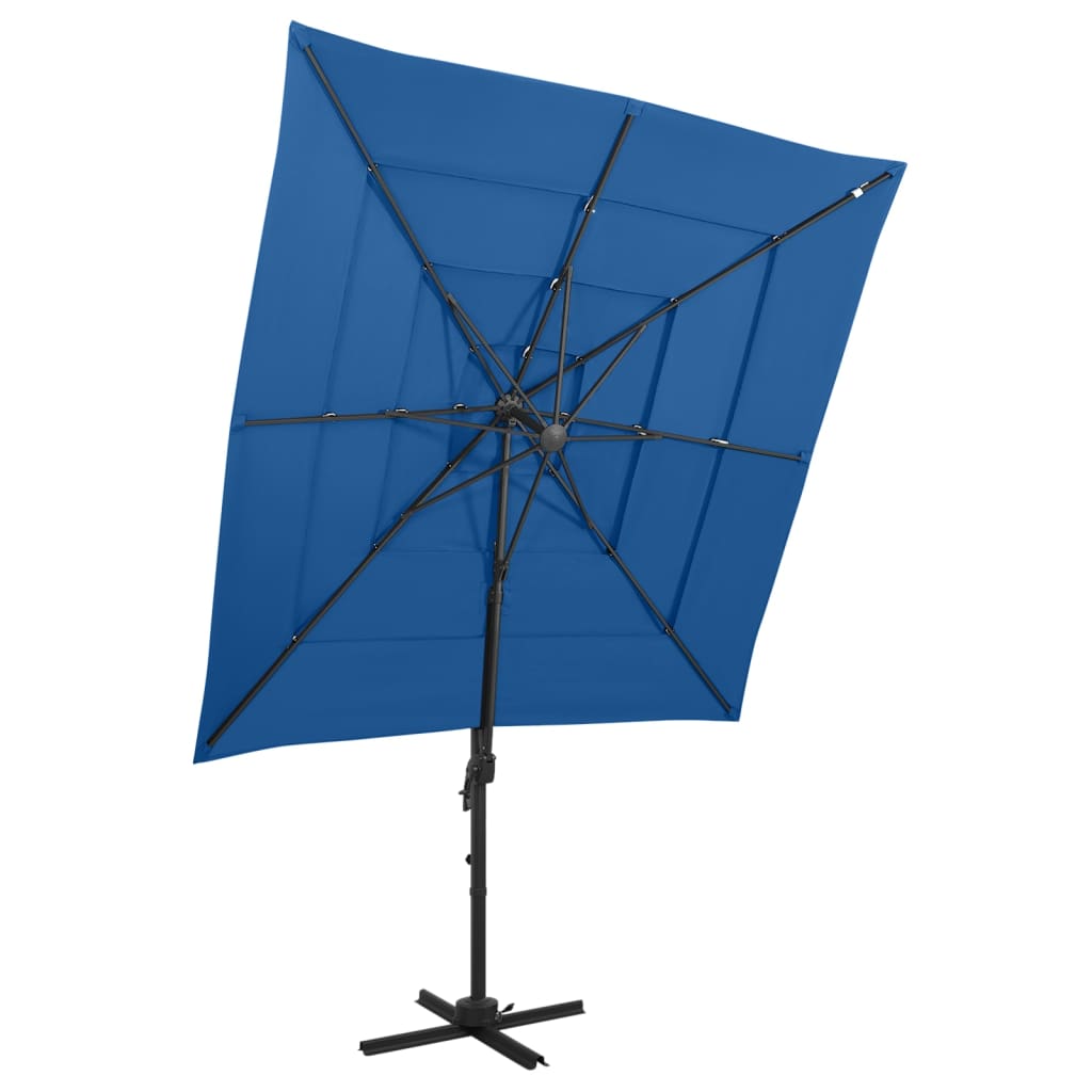 Vidaxl Parasol 4-Schicht mit Aluminiumpol 250x250 cm Azurblau