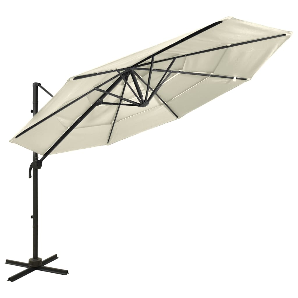 Vidaxl Parasol 4-layer with aluminum pole 3x3 m sand-colored