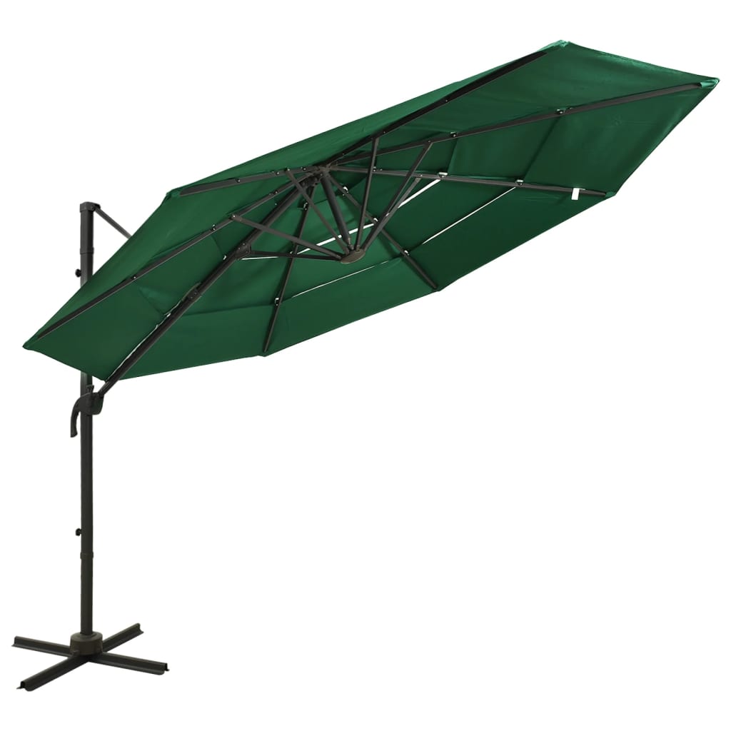 Vidaxl parasol 4 couches avec poteau en aluminium 3x3 m vert