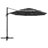 Vidaxl parasol 4 couches avec poteau en aluminium 3x3 m de couleur anthracite