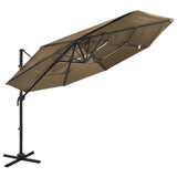 Vidaxl parasol 4 couches avec poteau en aluminium 3x3 m taupe