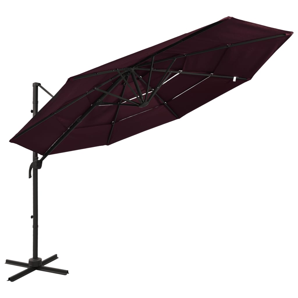 Vidaxl Parasol 4-sloj z aluminijastim drogom 3x3 m Bordeaux Red