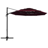 Vidaxl Parasol 4-sloj z aluminijastim drogom 3x3 m Bordeaux Red