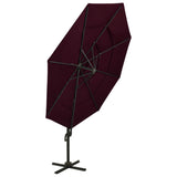 Vidaxl Parasol 4-sloj z aluminijastim drogom 3x3 m Bordeaux Red