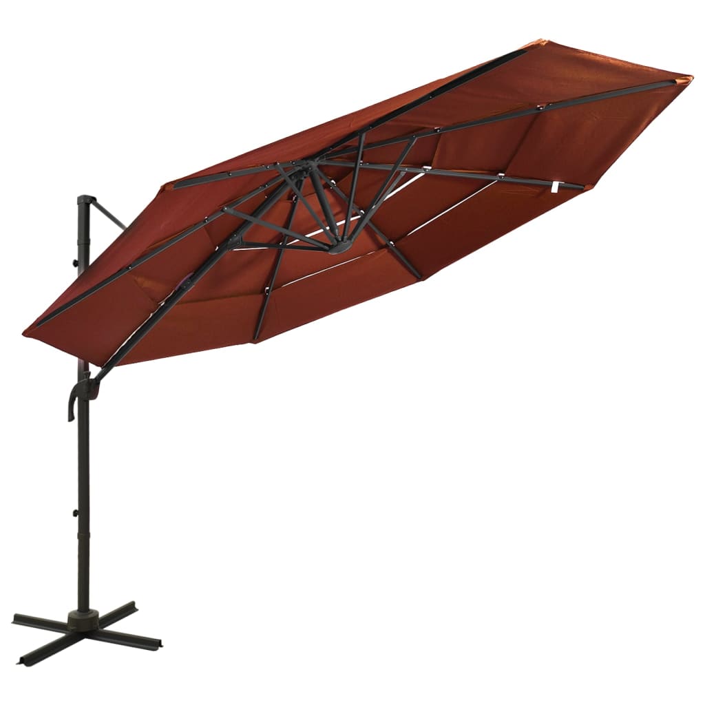 Vidaxl Parasol 4-lag med aluminiumstang 3x3 m terracotta lys