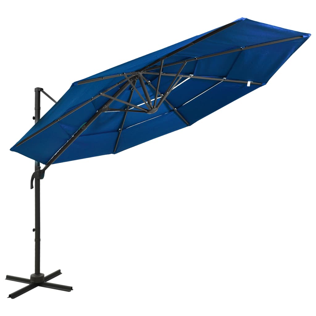 Vidaxl Parasol a 4 strati con polo in alluminio 3x3 m azzurro blu