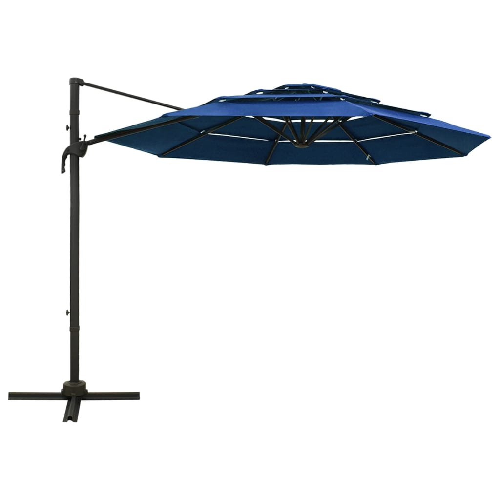 Vidaxl Parasol a 4 strati con polo in alluminio 3x3 m azzurro blu