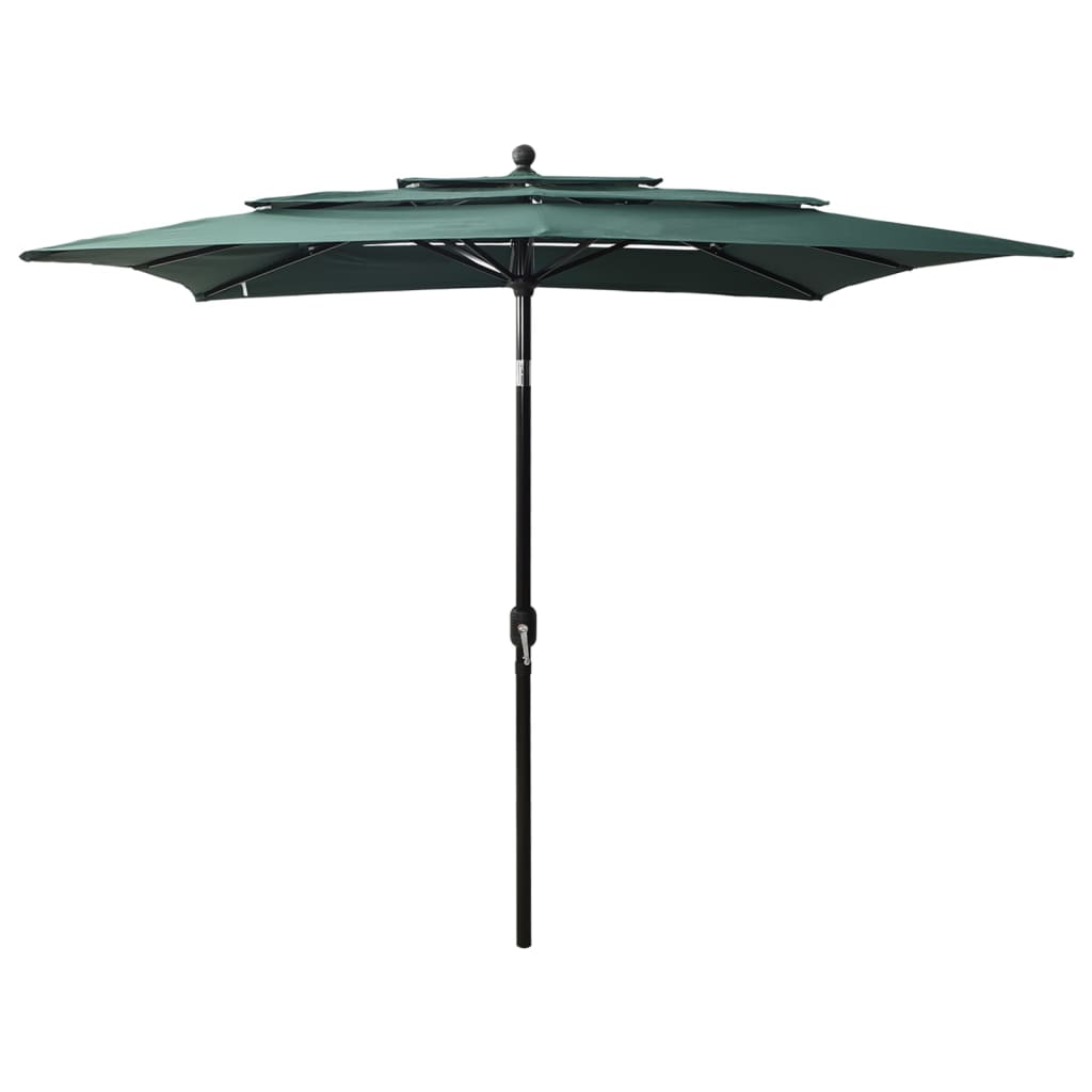 Vidaxl Parasol 3-lags med aluminiumstang 2,5x2,5 m grøn