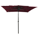 Vidaxl Parasol 3-lags med aluminiumstang 2,5x2,5 m Bordeaux rød