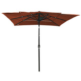 Vidaxl Parasol a 3 strati con polo in alluminio 2,5x2,5 m Terracotta luminoso