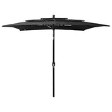 Vidaxl parasol 3 couches avec poteau en aluminium 2,5x2,5 m noir