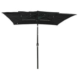 Vidaxl parasol 3 couches avec poteau en aluminium 2,5x2,5 m noir