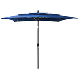 Vidaxl Parasol 3 capas con poste de aluminio 2.5x2.5 m azul