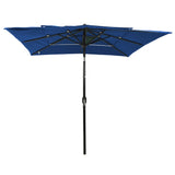 Vidaxl Parasol 3 capas con poste de aluminio 2.5x2.5 m azul