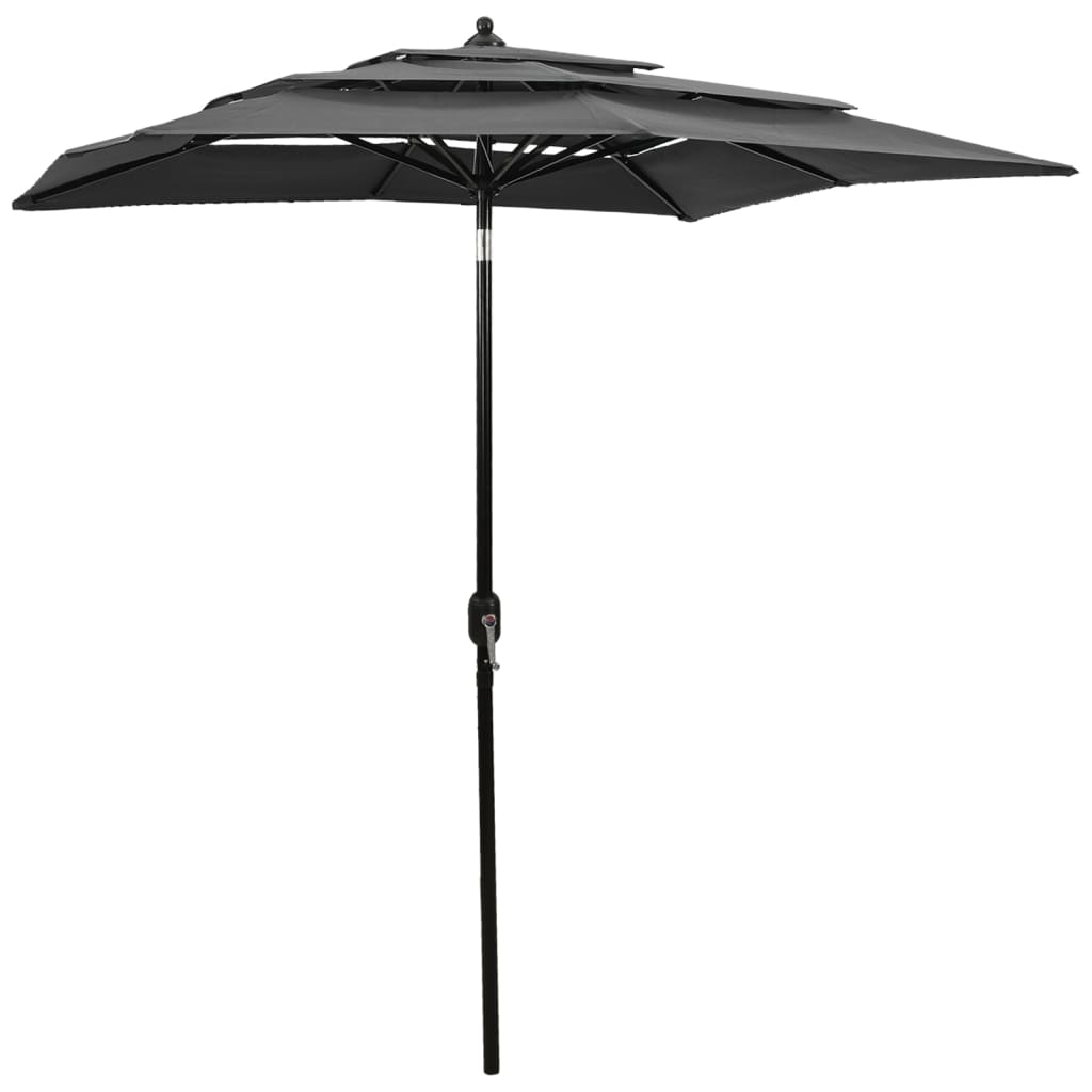 Vidaxl Parasol 3-lags med aluminiumstang 2x2 m Anthracittfarget