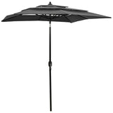 Vidaxl Parasol 3-lags med aluminiumstang 2x2 m Anthracittfarget