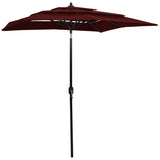 Vidaxl Parasol 3-lags med aluminiumstang 2x2 m Bordeaux rød