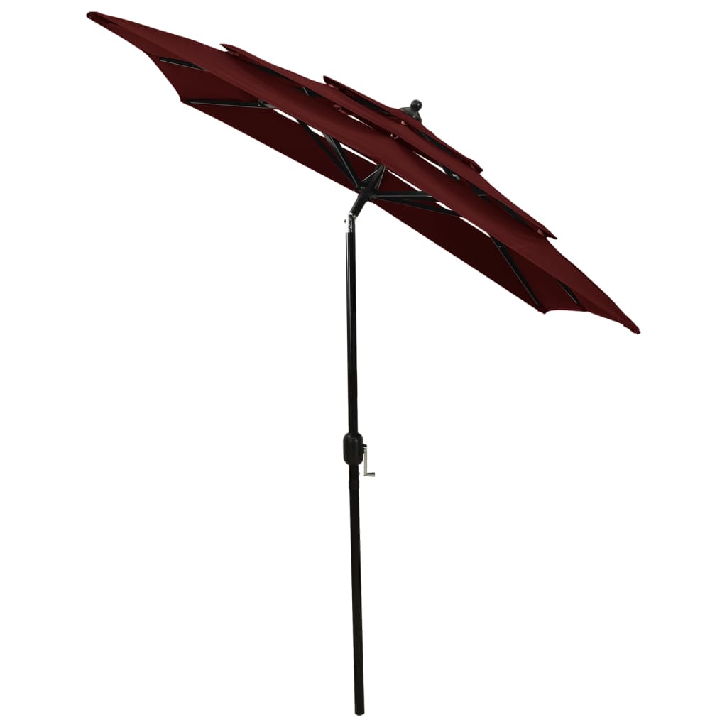 Vidaxl Parasol 3-lags med aluminiumstang 2x2 m Bordeaux rød