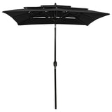 Vidaxl parasol 3-laags met aluminium paal 2x2 m zwart