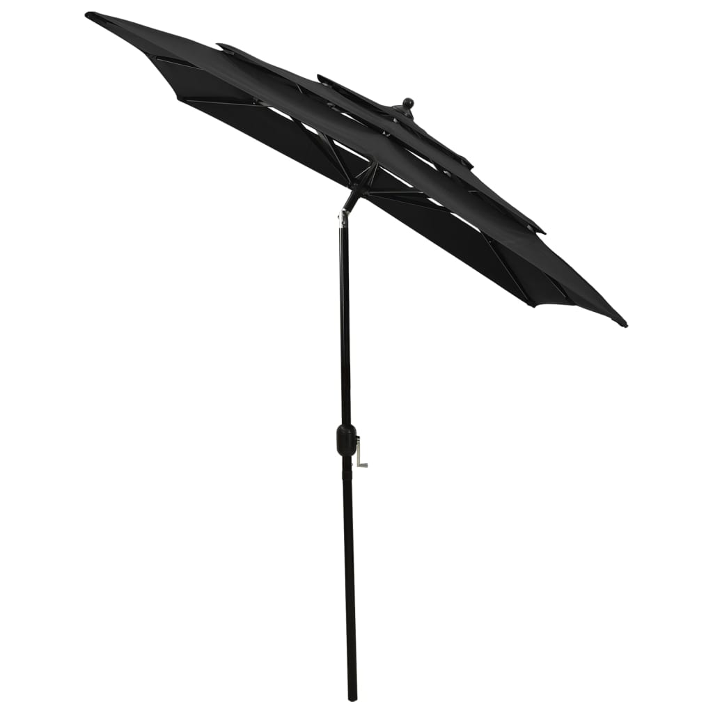 Vidaxl parasol 3-laags met aluminium paal 2x2 m zwart