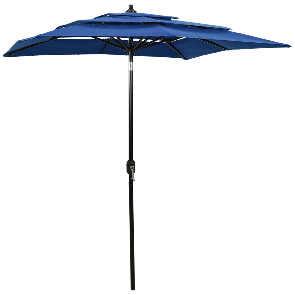 Vidaxl Parasol a 3 strati con polo in alluminio 2x2 m azzurro blu