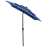 Vidaxl Parasol a 3 strati con polo in alluminio 2x2 m azzurro blu