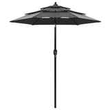 Vidaxl parasol 3 couches avec poteau en aluminium 2 m de couleur anthracite