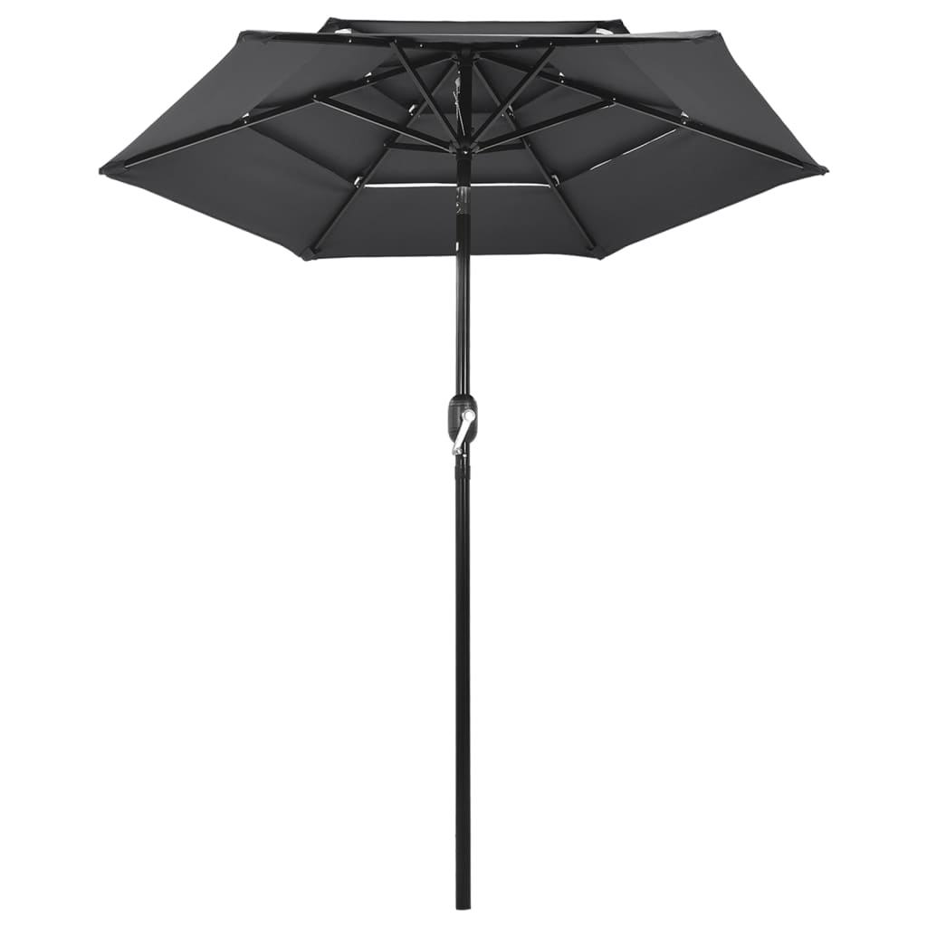 Vidaxl parasol 3 couches avec poteau en aluminium 2 m de couleur anthracite