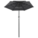 Vidaxl parasol 3 couches avec poteau en aluminium 2 m de couleur anthracite