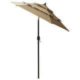 Vidaxl Parasol 3 capas con polo de aluminio 2 m taupe