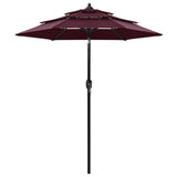 Vidaxl Parasol 3 capas con polo de aluminio 2 m Burdeos rojo